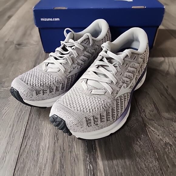 Mizuno Women s Wave Rider 24 Waveknit Running Shoe - Lunar Rock White 6 - Picture 5 of 10